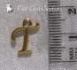 1 breloque alphabet lettre t calligraphiée en métal doré 15mm x 11mm *k135 