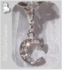 1 charm lettre "c" alphabet breloque perle mousqueton metal argente strass *k81 