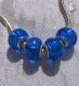 Lot 4 perles donuts charms verre bleu azur moyen pour chaine serpent 14x8mm *d742m 