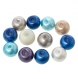 Mix 500 perles rondes 6mm verre nacre renaissance bleu blanc marron *ru23 