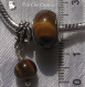 Mix 2 charms perles semi-precieuses sur beliere oeil du tigre marron pour chaine serpent *n38 