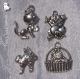 Mix 4 breloques chats chatons perles en metal argente 24x15mm argente *b492 