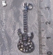 2 breloques guitare strass cristal pendentif metal argente *b453 