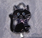 1 breloque chat noir strass rose pendentif metal argente *bb84 