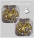 Lot 2 perles charm metal dore strass translucides cristal 11x6mm trou 4mm *h43 