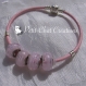 1 chaine bracelet 21cm serpent cuir rose clip argentÉe compatible charms & donuts *g11g 