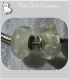 2 perles donuts verre mix blanc charms lampwork compatibles chaine serpent *d605 