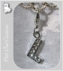 1 charm lettre "l" alphabet breloque perle mousqueton metal argente strass *k90a 
