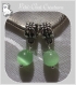 2 charms perles sur beliere metal argente pierre oeil de chat vert 8mm *n74 