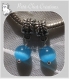 2 charms perles sur beliere metal argente pierre oeil de chat bleu azur 8mm *n75 