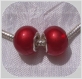 2 perles donuts charms metal argentÉ verre lampwork rouge lustrÉ pour serpent *d723 