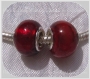 2 perles donuts charms metal argente rondelles verre lampwork rouge serpent*d715 