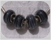 4 perles donuts charms metal argente verre lampwork noir blanc pour serpent *d10 