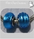 Mix 2 charms perles donuts bleu azur metal argente chaine serpent 14x10mm *d619 