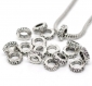 2 charms perles anneaux fleurs metal argente 3mm x 10mm trou 6mm compatibles serpent *e112 