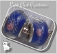 2 perles bleu royal roses rondelles charms verre lampwork souffle *d268 