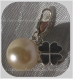 1 charm trÈfle & perle renaissance breloque sur mousqueton 25x12mm mÉtal argentÉ *v185 