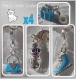 Lot 4 charms bleu azur sur mousquetons patin cadeau bonhomme neige sac *v309 
