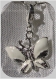 1 charm papillon blanc perle breloque sur mousqueton en metal argente *v222 