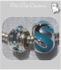 2 charms perles anneaux bleu azur metal argente pour chaine serpent 9-12mm *h251 