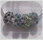 4 charms strass vert bleu azur perle metal argente 11x6mm serpent trou 5mm *h302 