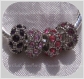 4 charms strass rose mauve violine perle metal argente 11x6mm serpent trou 5mm *h299 