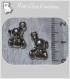 10 breloques ourson 2 faces perles en metal argente 15x11mm *b473 