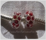 2 charms strass rouges cristal perle metal argente 11x6mm serpent trou 5mm *h296 