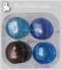 4 perles mix "bleu ciel" pastilles galets verre lampwork argente 20mm *l211 