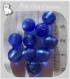 10 perles rondes bleu saphir moyen verre lampwork 9-10mm feuille argent *l292 