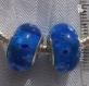 4 charms perles rondelle donuts verre bleu millefiori metal argente 925 *d543 
