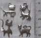 Mix 4 breloques chats chatons perles en metal argente 24x15mm argente *b485 