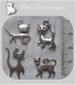 Mix 4 breloques chats chatons perles en metal argente 24x15mm argente *b485 