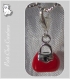 1 charm sac rouge breloque mousqueton 3d double face 27x11mm argente *v134 