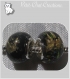 Lot de 2 charms perles donuts rondelles en verre noir aux feuilles d'or *d517 