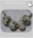 2 charms perles rondelle donuts verre blanc paillette metal argente *d31 
