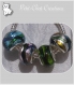 4 perles donuts mix charms verre lampwork compatibles chaine serpent *d18 