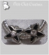 2 perles charms anneaux metal argente trefles noirs strass *h58 