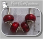 Mix 4 charms perles rondelle donuts verre rouge metal argente *d351 
