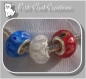 Lot mix 3 charms bleu blanc rouge perles donuts rondelles en verre *d546 