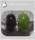 2 charms perles donuts verre vert violet metal argente pour chaine serpent *d709 