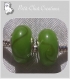 2 charms perles donuts verre vert pomme metal argente pour chaine serpent *d706 