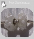 2 charms perle rondelle donut verre blanc fleurs single core metal argente pour chaine serpent *d606 