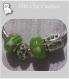 4 perles donuts mix vert charms verre & strass compatibles chaine serpent *d704 