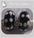 2 charms perle rondelle donut verre noir & blanc single core metal argente pour chaine serpent *d691 