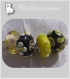 4 charms perles rondelle donut verre noir & jaune single core pour chaine serpent *d680 