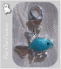 1 charm poisson bleu-vert breloque sur mousqueton metal argente *v109 