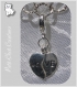 1 charm 2 moities coeur perle en metal argente breloque sur mousqueton *v402 