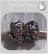 Lot 2 perles charms anneaux metal argente strass roses compatible serpent *h285 