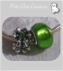 2 perles donuts mix vert charms verre & strass compatibles chaine serpent *d659 